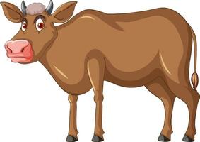 personnage de dessin animé debout de vache brune vecteur