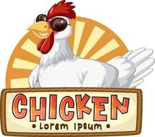 logo de personnage de dessin animé de poulet de ferme vecteur