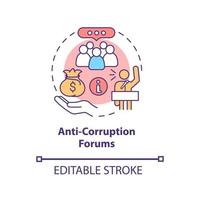 icône de concept de forums anti-corruption. illustration de la ligne mince de l'idée abstraite de sensibilisation du public. limitation du comité de monopole. dessin de couleur de contour isolé de vecteur. trait modifiable vecteur