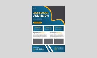 modèle de dépliant d'admission à l'école, dépliant d'admission à l'école primaire, modèle de mise en page d'affiche de dépliant d'admission à l'école pour les enfants, couverture, dépliant, affiche, conception de taille a4 vecteur