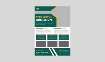 modèle de dépliant d'admission à l'école, dépliant d'admission à l'école primaire, modèle de mise en page d'affiche de dépliant d'admission à l'école pour les enfants, couverture, dépliant, affiche, conception de taille a4 vecteur