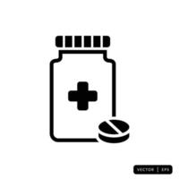 vecteur d'icône de bouteille médicale - signe ou symbole