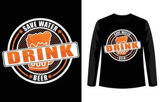 économiser de l'eau boire de la bière drôle de conception de t-shirt pour les amateurs de bière modèle de vecteur de verre à bière.