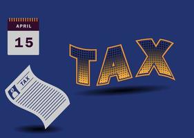illustration de l'affiche du jour des impôts. fond d'effet de texte vecteur