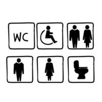 main dessinée doodle toilettes icon set illustration vecteur isolé