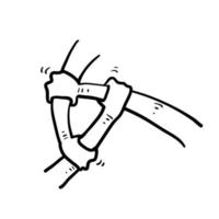 mains dessinées à la main se tenant symbole de doodle d'illustration d'équipe commerciale de diversité vecteur