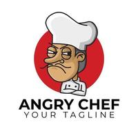 vecteur de conception de logo de dessin animé de mascotte de chef en colère