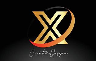 contour lettre x création de logo en noir et or icône vecteur couleurs
