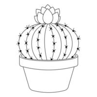 vecteur de doodle de cactus. plantes de cactus dans un style dessin animé. dessin au trait sans remplissage. plante de cactus dans un pot de fleurs. plantes d'intérieur en pot. isolé sur fond blanc.