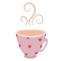 jolie tasse simple et plate avec du thé chaud ou du café. convient pour café, café, logo, design d'intérieur vecteur