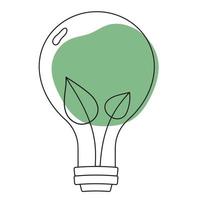 ampoule dans un style simple d'art en ligne avec plante à l'intérieur. concept d'énergie écologique verte. logo de l'écologie de la lampe. économiser l'énergie. icône éco simple dans un style moderne branché. vecteur