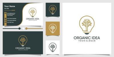 logo organique avec style d'art en ligne idée et modèle de conception de carte de visite vecteur premium
