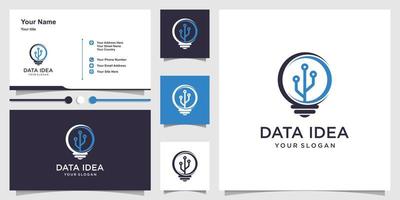 logo de données avec concept d'idée créative et conception de carte de visite vecteur premium