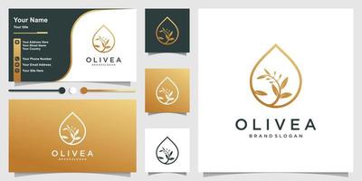 logo d'huile d'olive avec vecteur premium de style art moderne