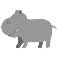 dessin animé hippopotame doodle animal pour enfants vecteur