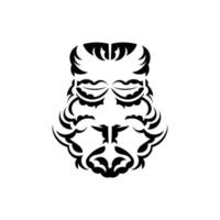 masque maori. illustration tiki des polynésiens et des hawaïens indigènes en noir et blanc. isolé sur fond blanc. style plat. vecteur. vecteur