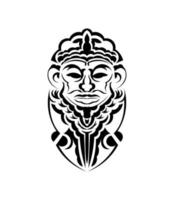 masque tribal. motifs ethniques monochromes. tatouage noir dans le style des anciennes tribus. isolé. illustration vectorielle. vecteur