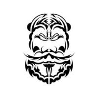 masque maori. illustration tiki des polynésiens et des hawaïens indigènes en noir et blanc. isolé sur fond blanc. modèle de tatouage prêt. illustration vectorielle. vecteur