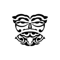 masque tribal. motifs ethniques monochromes. tatouage noir de style maori. couleur noir et blanc, style plat. illustration vectorielle dessinés à la main.