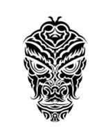 masque tribal. symbole totémique traditionnel. tatouage noir dans le style des anciennes tribus. couleur noir et blanc, style plat. vecteur. vecteur