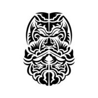 conception de masque tiki. illustration tiki des polynésiens et des hawaïens indigènes en noir et blanc. isolé sur fond blanc. style plat. vecteur. vecteur