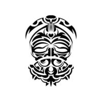 masque tribal. motifs ethniques monochromes. tatouage noir de style maori. couleur noir et blanc, style plat. vecteur. vecteur