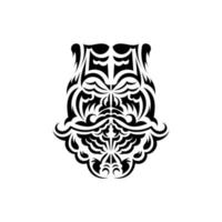 masque tiki noir et blanc. masques effrayants dans l'ornement local de la polynésie. isolé. modèle de tatouage prêt. vecteur. vecteur