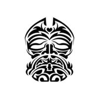 masque tribal. motifs ethniques monochromes. tatouage noir dans le style des anciennes tribus. couleur noir et blanc, style plat. illustration vectorielle. vecteur