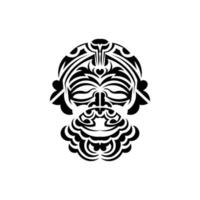 masque de samouraï. symbole totémique traditionnel. tatouage noir de style maori. couleur noir et blanc, style plat. illustration vectorielle dessinés à la main. vecteur