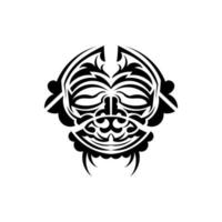 masque de samouraï. symbole totémique traditionnel. tatouage noir dans le style des anciennes tribus. couleur noir et blanc, style plat. illustration vectorielle. vecteur