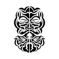 masque tiki noir et blanc. illustration tiki des polynésiens et des hawaïens indigènes en noir et blanc. isolé. style plat. illustration vectorielle. vecteur