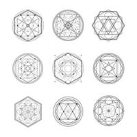 ensemble de dessins au trait de forme géométrique sacrée vecteur