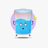 le personnage mignon de verre d'eau est en colère vecteur