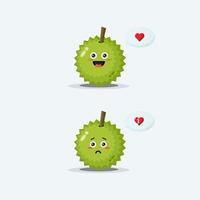 personnage durian mignon avec des expressions heureuses et tristes vecteur