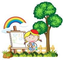 Kid peinture dans une belle journée vecteur