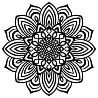 contour noir doodle mandala fleur de camomille. élément de décoration vintage. fleur de doodle rond ornemental isolé sur fond blanc. élément de cercle géométrique. vecteur