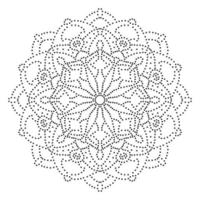 mandala de fleurs en pointillés. élément décoratif. doodle rond ornemental isolé sur fond blanc. élément de cercle géométrique. vecteur