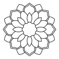 mandala de contour. fleur de doodle rond ornemental isolé sur fond blanc. élément de cercle géométrique. vecteur