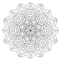 mandala de fleur de contour noir. élément de décoration vintage. fleur de doodle rond ornemental isolé sur fond blanc. élément de cercle géométrique. vecteur