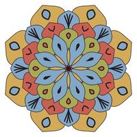 joli mandala coloré. fleur de doodle rond ornemental isolé sur fond blanc. ornement décoratif géométrique de style oriental ethnique. vecteur