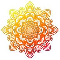 mandala fleur dégradé coloré. élément décoratif dessiné à la main. élément floral doodle rond ornemental isolé sur fond blanc. vecteur