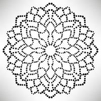mandala de fleurs en pointillés. élément décoratif. doodle rond ornemental isolé sur fond blanc. élément de cercle géométrique. vecteur