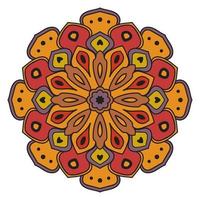 joli mandala coloré. fleur de doodle rond ornemental isolé sur fond blanc. ornement décoratif géométrique de style oriental ethnique. vecteur