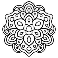 mandala de fleur de contour noir. élément de décoration vintage. fleur de doodle rond ornemental isolé sur fond blanc. élément de cercle géométrique. vecteur