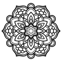 mandala de fleur de contour noir. élément de décoration vintage. fleur de doodle rond ornemental isolé sur fond blanc. élément de cercle géométrique. vecteur