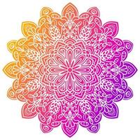 mandala fleur dégradé coloré. élément décoratif dessiné à la main. élément floral doodle rond ornemental isolé sur fond blanc. vecteur
