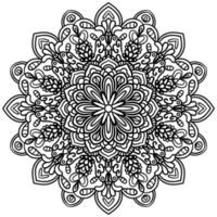 mandala de contour. fleur de doodle rond ornemental isolé sur fond blanc. élément de cercle géométrique. vecteur