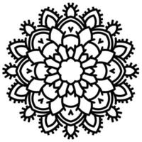 mandala de fleur de contour noir. élément de décoration vintage. fleur de doodle rond ornemental isolé sur fond blanc. élément de cercle géométrique. vecteur