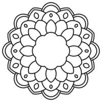 mandala de contour. fleur de doodle rond ornemental isolé sur fond blanc. élément de cercle géométrique. vecteur