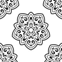 modèle sans couture fantaisie avec mandala ornemental. fond de fleur de doodle rond abstrait. cercle géométrique floral. vecteur